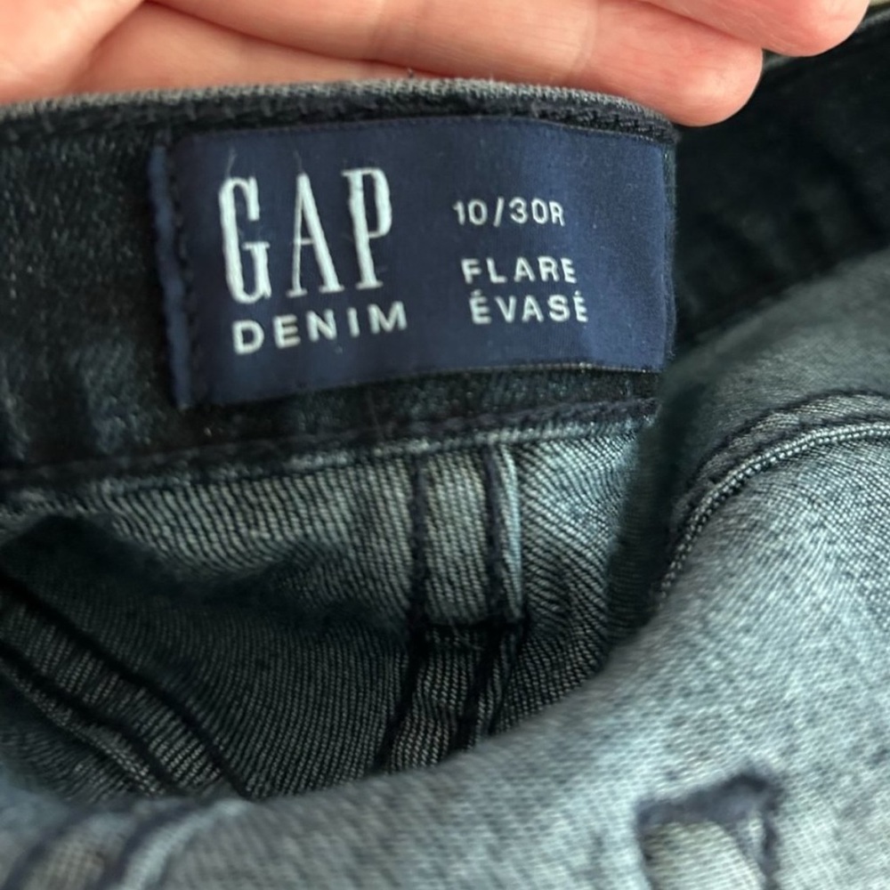 GAP Blue Flare Wide Leg Jeans High-Rise - Picture 6 of 7